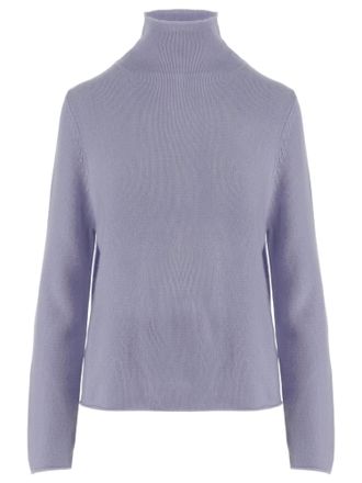 Allude Lilac Patterned Knit Turtleneck Cashmere Sweater