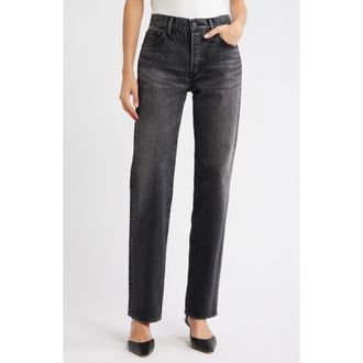 Moussy Vintage Melbourne Straight Leg Jeans in Black at Nordstrom, Size 30