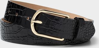 Simons Womens D-buckle glossy croc leather belt