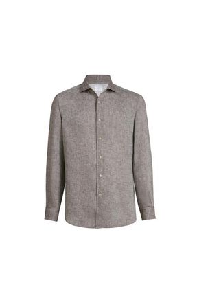 Brunello Cucinelli Linen shirt in Hazelnut at Nordstrom, Size Xxx-Large Eu