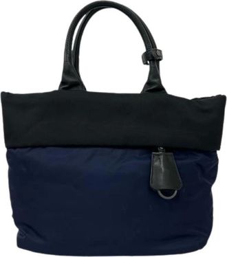 Prada Pre-owned Tote Bags, male, Black, Size: ONE SIZE Pre-owned Tessuto Nylon Leather 2way Bag