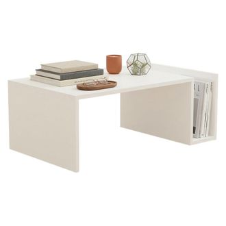 Dmora Mesa De Centro Rometta, Un Compartimento, Forma Rectangular, Tapa De Madera Melaminizada, 87x50x32h Cm Blanca