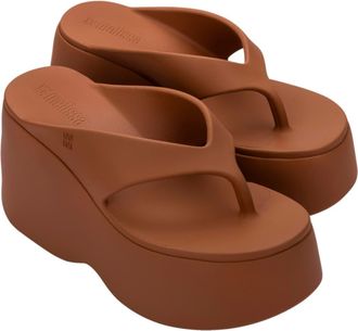 Melissa Platform Wedge Flip Flop in Brown at Nordstrom, Size 10