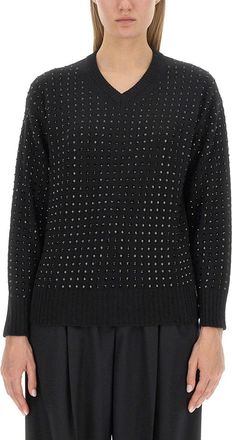 Sportmax Textured V-Neck Oversized Knit Sweater