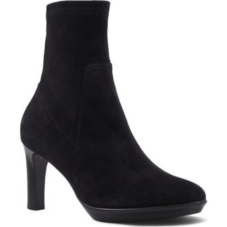 Aquatalia Rhumba Low Weatherproof Bootie in Black Suede at Nordstrom, Size 6.5