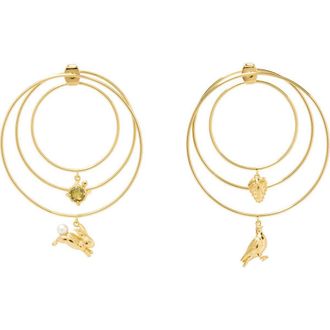 Kate Spade New York bunny & strawberry charm hoop earrings in Gold Multi at Nordstrom