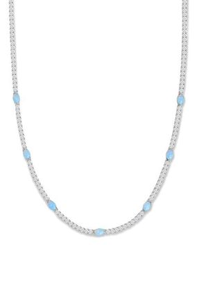Melinda Maria The Maven Simulated Opal Tennis Necklace in Silver-Blue Opal at Nordstrom, Size 18