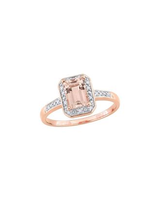 Rina Limor Silver 1.06 ct. tw. Diamond & Morganite Accent Halo Ring