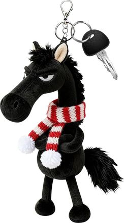 Generic 2026 Horse Plush Toy Pendant, 20cm Cool Black Horses Mascot Charm, Soft Stuffed Horses Keychain, Bag Pendant, Car Interior Ornament