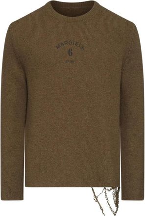 Maison Margiela Crew-neck Trui - Heren - Ronde hals truien - Bruin - XL - Wol - Truien & Vesten