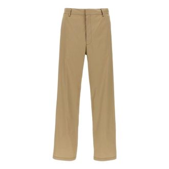 Prada Katoenmix Popeline Rechte Broek - Heren - Broeken - Beige - Maat: L Katoen