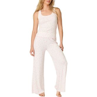PJ Salvage Pretty Petals Stretch Jersey Pajamas in Sweet Pink at Nordstrom, Size X-Small