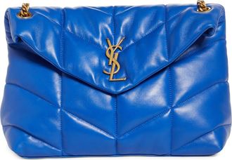 Saint Laurent Medium Loulou Puffer Quilted Leather Crossbody Bag in Bleu Majorelle at Nordstrom