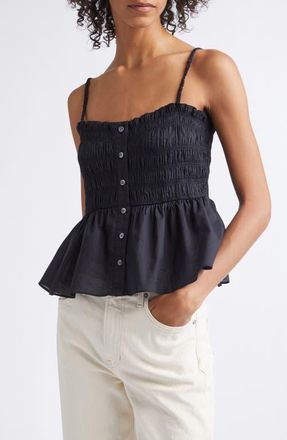 Veronica Beard Tullia Smock Top in Black at Nordstrom, Size 10