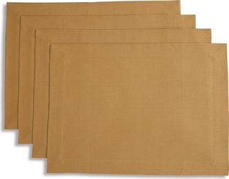 Solino Home Linen Placemats Set of 4, 14 x 19 Inch for Dining Table, Holiday and Everyday Table Decor - Fete in Caramel at Nordstrom, Size Medium