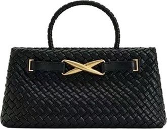 Generic Woven Bag Handbag Shoulder Crossbody Womens Sensation Spring Soft PU Leather(Coffee)