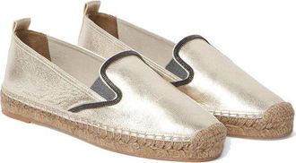 Brunello Cucinelli Womens Gold Leather Espadrilles Shoe