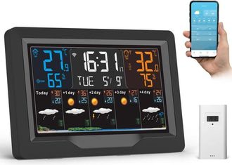 OEM Estaci&oacute;n Meteorol&oacute;gica Inal&aacute;mbrica Para Interiores Y Exteriores Con Conexi&oacute;n Wi-fi, Pron&oacute;stico Para 5 D&iacute;as, Pantalla Con Brillo Ajustable En 4 Niveles
