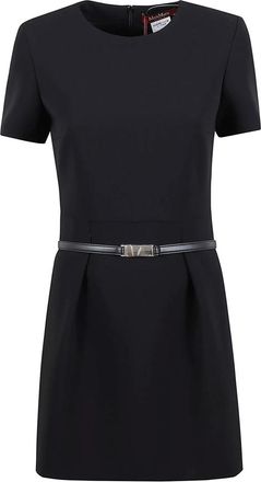 Max Mara Kleedjes, Dames, Zwart, S, Polyester, Zwarte Cady Jurk met Gouden Gesp