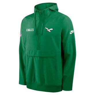 Nike Philadelphia Eagles Alt Option Route Anorak Nike Mens NFL 1/2-Zip Hooded Jacket in Green | 03AT30RQ86-KX4