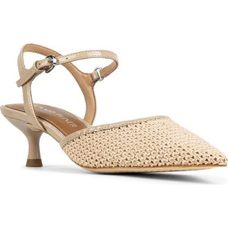 Donald J Pliner Ankle Strap Pointed Toe Kitten Heel Pump in Sand at Nordstrom, Size 9.5