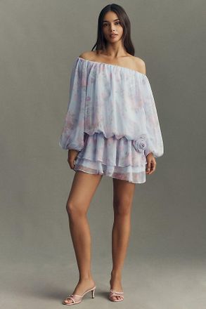 BHLDN Daisy Off-Shoulder Chiffon Mini Dress