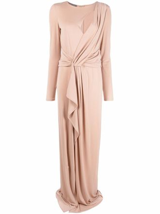 Alberta Ferretti cut-out floor-length gown - women - Viscose/Elastane - 40 - Pink