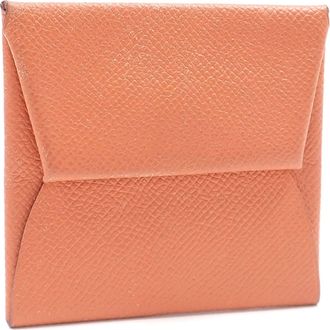Herm&egrave;s Bastia Orange Leather Coin Purse/Coin Case (Pre-Owned)