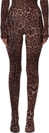 Naked Wardrobe Print Toe Leggings in Brown Leopard at Nordstrom, Size X-Small