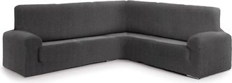 Eysa Funda de sofá rinconera 3+2 bielástica gris oscuro 350 - 450 cm