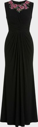 Mac Duggal Crystal-Embellished Jersey Column Gown