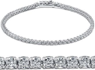 Pompeii3 3ct Round Diamond Tennis Bracelet 14K White Gold Womens 7