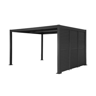 Sweeek P&eacute;rgola bioclim&aacute;tica de aluminio y acero 3x4m + 3 persianas de 1m con