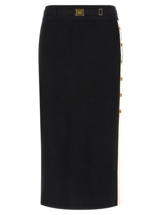 Elisabetta Franchi Black Viscose Midi Womens Skirt