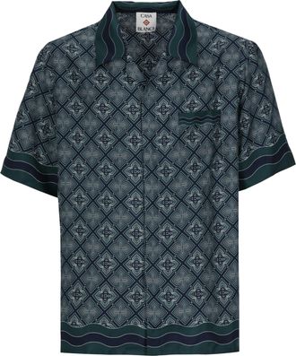 Casablanca Green Radiating Monogram Silk Shirt