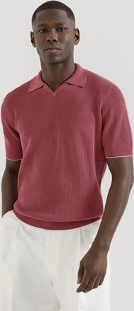 Brunello Cucinelli Cotton English rib knit polo in Coral at Nordstrom, Size 44 It