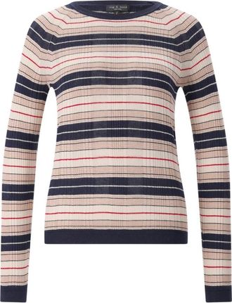 Rag & Bone Fijn Gebreide Pullover - Dames - Ronde hals truien - Veelkleurig - S - Truien & Vesten