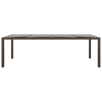 Berkfield Home Garden Table with Glass Top Brown Poly Rattan