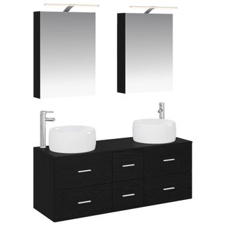 vidaXL Juego De Muebles De Ba&ntilde;o 5 Uds. Roble Negro Vidaxl