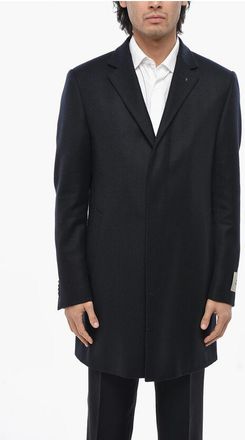 Corneliani CC COLLECTION Solid Color Virgin Wool Coat with Hidden Butto size 52