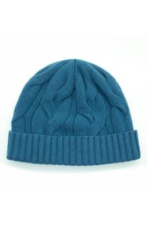 Portolano Cable Knit Cuff Cashmere Beanie in Palace Blue at Nordstrom Rack