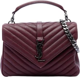 Saint Laurent Pre-owned College Satchel - Dames - Vintage Schoudertas - Rood - ONE Size - Leer - Vintage