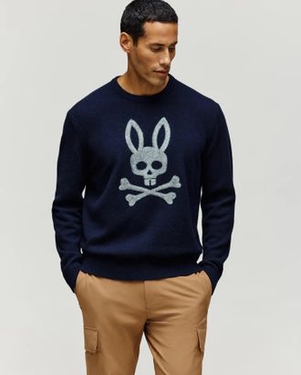 Psycho Bunny Mens Saxon Cozy Yarn Crew 400 NAVY / XXXL