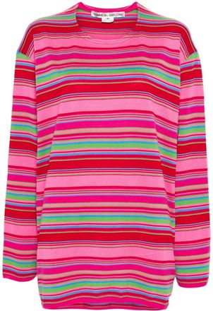 Comme Des Garçons drop-shoulder striped jumper - women - Wool/Acrylic - S - Pink