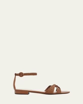 Alexandre Birman Sabrina Braided Leather Flat Sandals