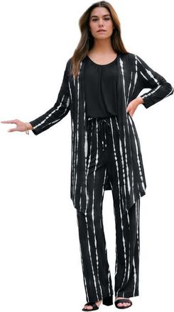 Roaman's Ultra Drape Cardigan in Black Variegated Tie Dye at Nordstrom, Size 16