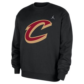 Nike Jordan Mens Cleveland Cavaliers Statement Essentials Jordan NBA Fleece Crew-Neck Sweatshirt in Black | HM7580-010