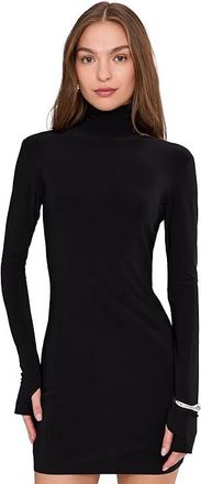 Norma Kamali Long Sleeve Turtleneck Mini Dress Womens Dress Black : XS (Womens 2), Elastane/Polyester