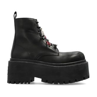 Balenciaga Lace-up Boots, female, Black, Size: 11 US Strike Leather Platform Boots