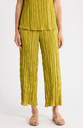 Eileen Fisher Crinkled Silk Wide Leg Pants in Golden Pear at Nordstrom Rack, Size Xx-Small